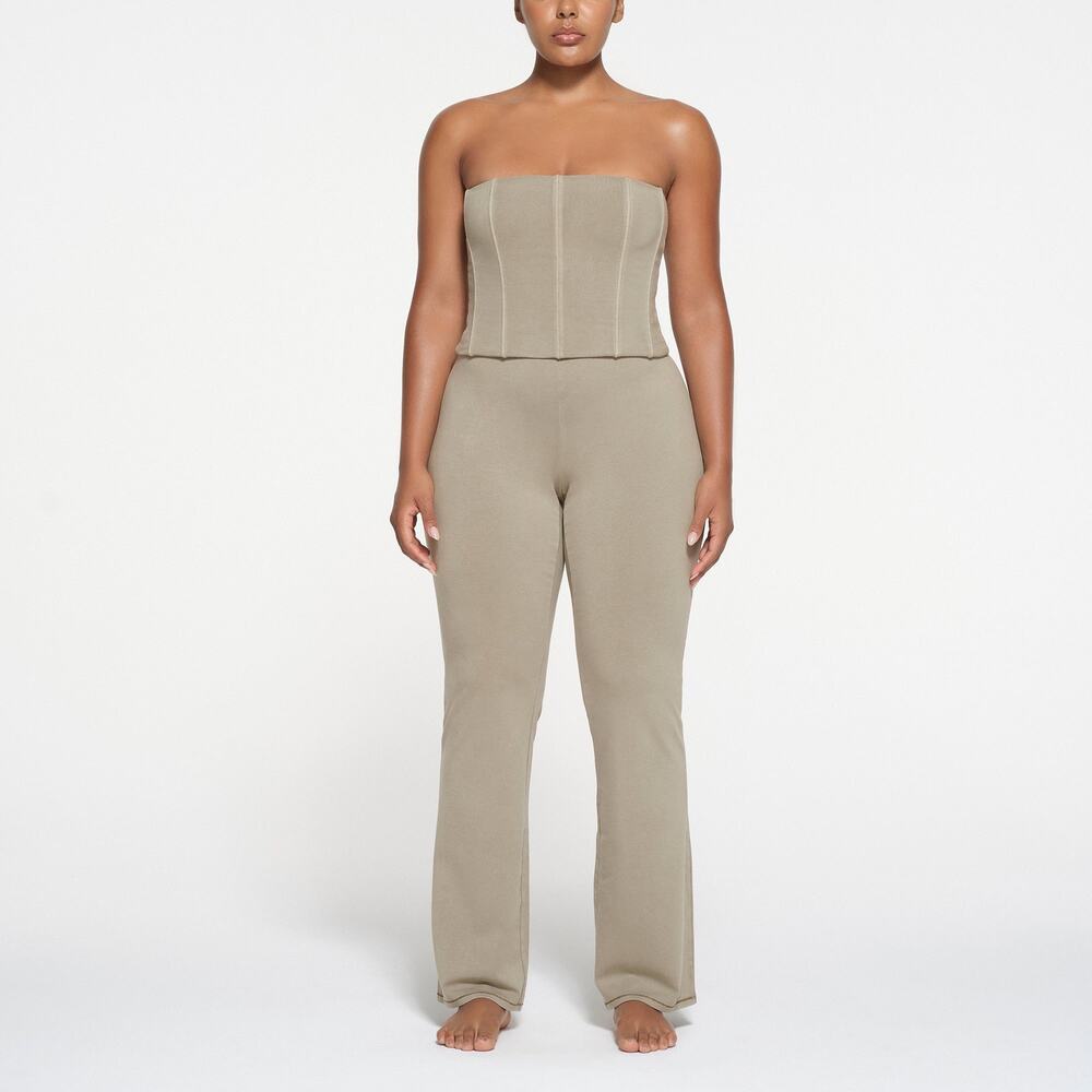 Skims Outdoor Corset & High Waist Flare Legging Set Taupe Size Small Medium New